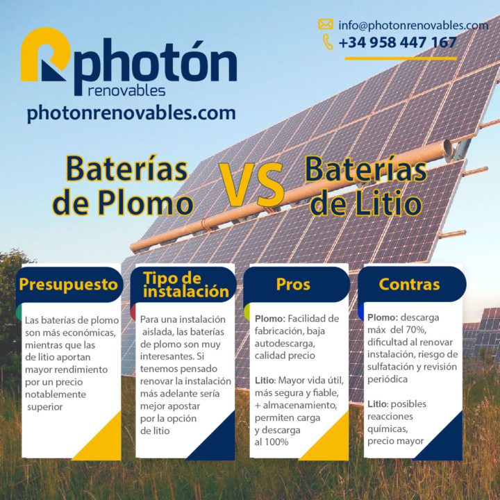 Diferencias entre baterías de litio y de plomo en instalaciones