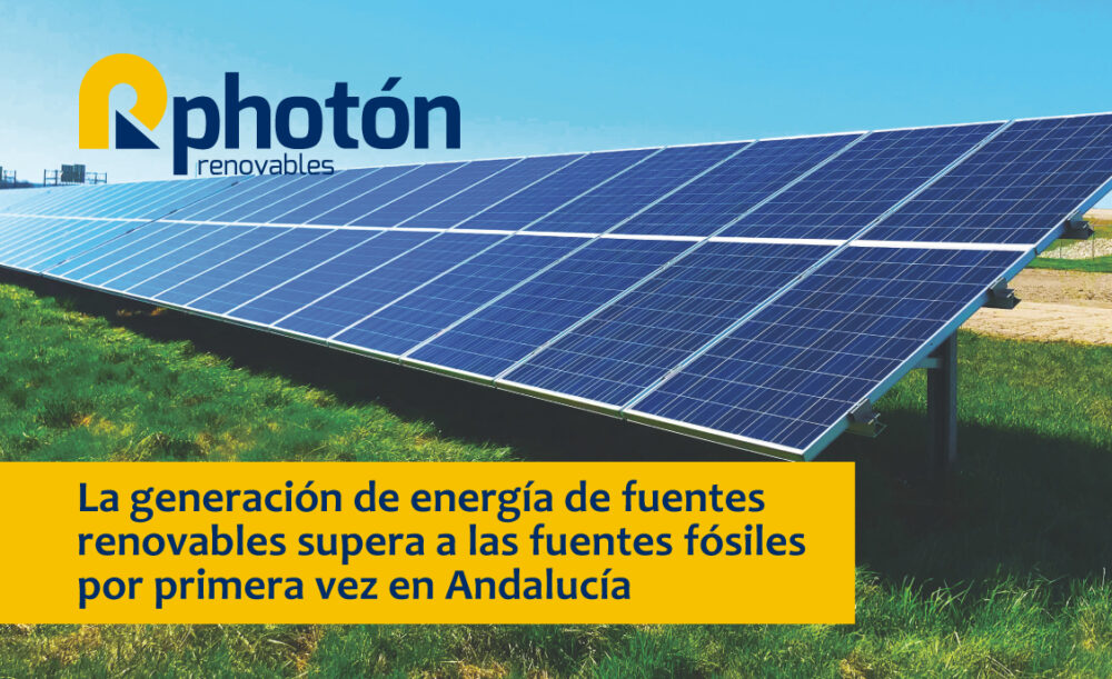 La generación de energía de fuentes renovables supera a las fuentes fósiles por primera vez en Andalucía